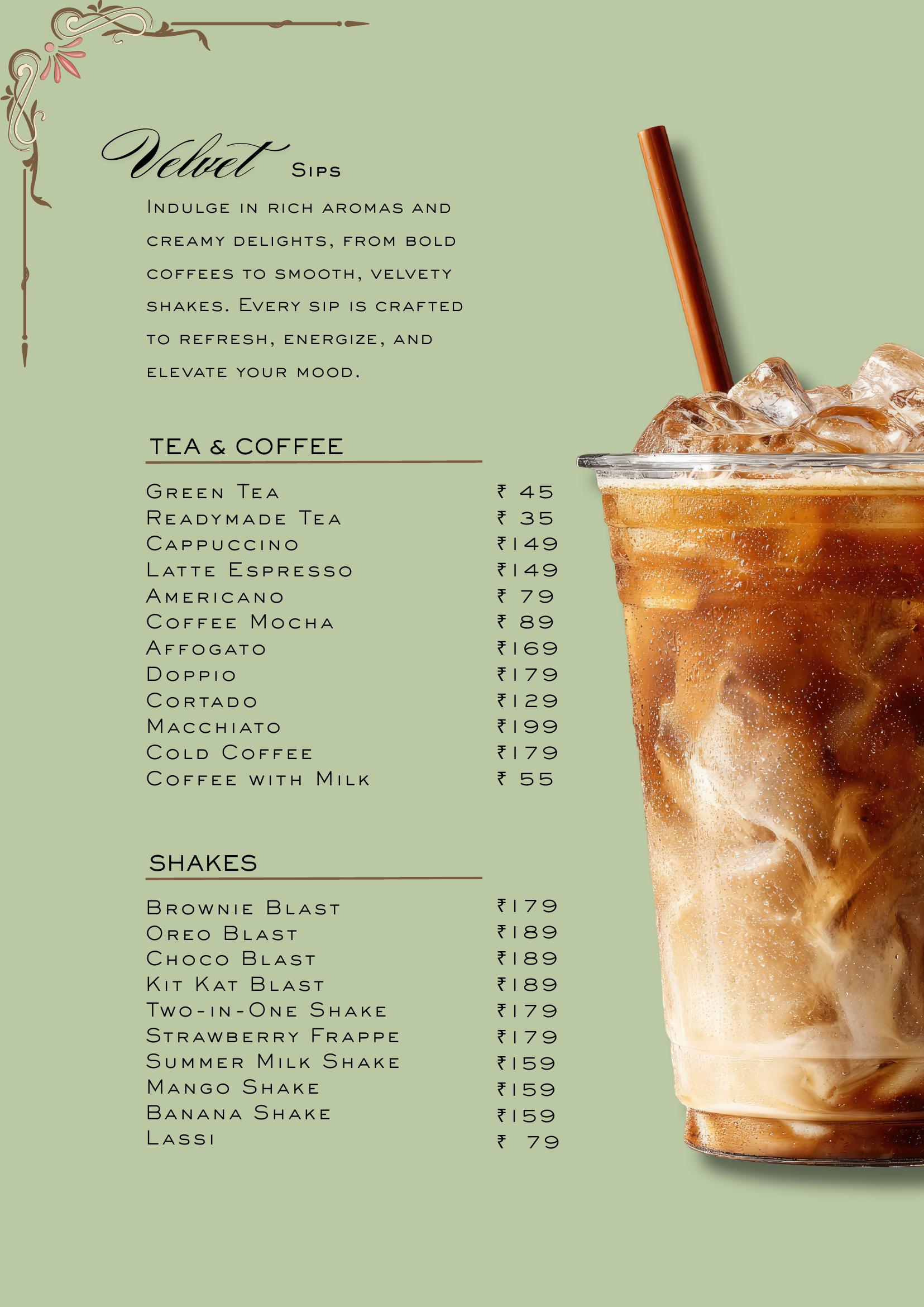 Windfall Cafe Menu Page 1