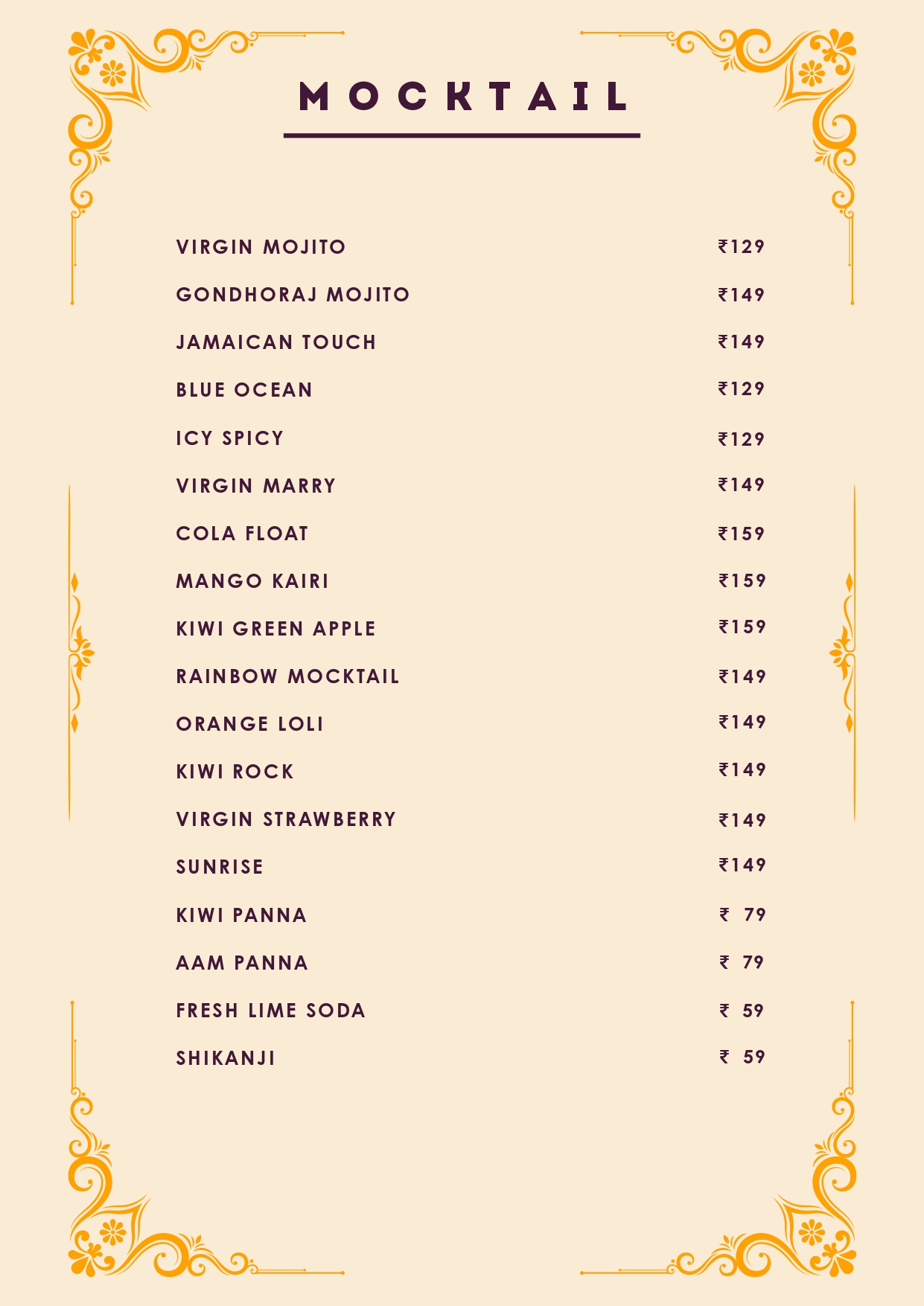 Windfall Cafe Menu Page 2