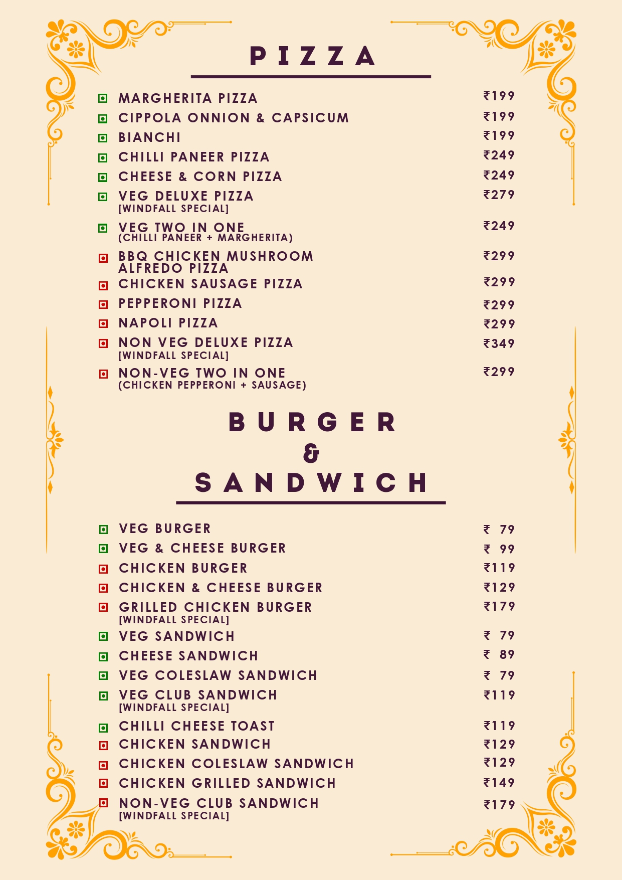 Windfall Cafe Menu Page 4